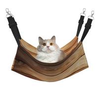 Plagdecna Pet Hammock for Cats & Small Dogs, Velvet Hanging Bed with Adjustable Straps, Brown Wooden pet bed, Soft Double-Layer Pet Lounger for Home/Travel