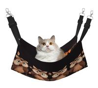 Plagdecna Pet Hammock for Cats & Small Dogs, Velvet Hanging Bed with Adjustable Straps, Cute Brown Cartoon Owls pet bed, Soft Double-Layer Pet Lounger for Home/Travel