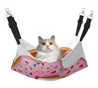 Plagdecna Pet Hammock for Cats & Small Dogs, Velvet Hanging Bed with Adjustable Straps, Donut Printing pet bed, Soft Double-Layer Pet Lounger for Home/Travel