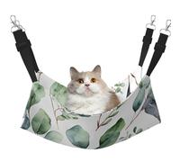 Plagdecna Pet Hammock for Cats & Small Dogs, Velvet Hanging Bed with Adjustable Straps, Eucalyptus Leaves Green pet bed, Soft Double-Layer Pet Lounger for Home/Travel