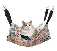 Plagdecna Pet Hammock for Cats & Small Dogs, Velvet Hanging Bed with Adjustable Straps, Funny Cats Birds and Flowers pet bed, Soft Double-Layer Pet Lounger for Home/Travel