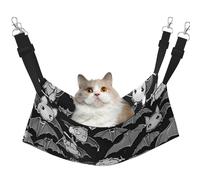 Plagdecna Pet Hammock for Cats & Small Dogs, Velvet Hanging Bed with Adjustable Straps, Halloween Bats Grey pet bed, Soft Double-Layer Pet Lounger for Home/Travel