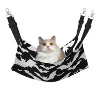 Plagdecna Pet Hammock for Cats & Small Dogs, Velvet Hanging Bed with Adjustable Straps, Halloween Flying Bats pet bed, Soft Double-Layer Pet Lounger for Home/Travel