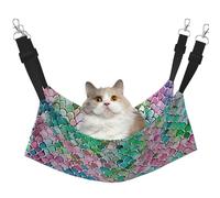 Plagdecna Pet Hammock for Cats & Small Dogs, Velvet Hanging Bed with Adjustable Straps, Mermaid fish scale print pet bed, Soft Double-Layer Pet Lounger for Home/Travel