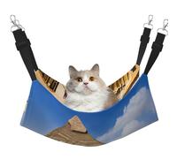 Plagdecna Pet Hammock for Cats & Small Dogs, Velvet Hanging Bed with Adjustable Straps, Pyramids of Egypt pet bed, Soft Double-Layer Pet Lounger for Home/Travel