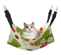 Plagdecna Pet Hammock for Cats & Small Dogs, Velvet Hanging Bed with Adjustable Straps, Strawberry Pattern pet bed, Soft Double-Layer Pet Lounger for Home/Travel