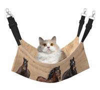 Plagdecna Pet Hammock for Cats & Small Dogs, Velvet Hanging Bed with Adjustable Straps, Three running horses pet bed, Soft Double-Layer Pet Lounger for Home/Travel