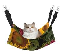 Plagdecna Pet Hammock for Cats & Small Dogs, Velvet Hanging Bed with Adjustable Straps, Yellow Sunflowers pet bed, Soft Double-Layer Pet Lounger for Home/Travel