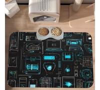 PLAGDECNA Premium Absorbent Pet Feeding Mat, Large Dog & Cat Food Mat With Quick-Dry Pu Leather & Anti-Slip Base, Game Video Gaming Pet Placemat For Water/Food Bowls & Automatic Feeders, 60x40cm