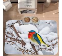 PLAGDECNA Premium Absorbent Pet Feeding Mat, Large Dog & Cat Food Mat With Quick-Dry Pu Leather & Anti-Slip Base, Birch Trees Pet Placemat For Water/Food Bowls & Automatic Feeders, 60x40cm
