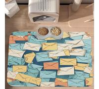 PLAGDECNA Premium Absorbent Pet Feeding Mat, Large Dog & Cat Food Mat With Quick-Dry Pu Leather & Anti-Slip Base, Postal Stationery Pet Placemat For Water/Food Bowls & Automatic Feeders, 60x40cm