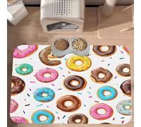 Plagdecna Premium Absorbent Pet Feeding Mat, Large Dog & Cat Food Mat With Quick-Dry Pu Leather & Anti-Slip Base, Donut Printed Pet Placemat For Water/Food Bowls & Automatic Feeders, 60x40cm