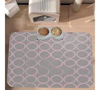 PLAGDECNA Premium Absorbent Pet Feeding Mat, Large Dog & Cat Food Mat With Quick-Dry Pu Leather & Anti-Slip Base, Quatrefoil Grey Pet Placemat For Water/Food Bowls & Automatic Feeders, 60x40cm