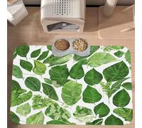 Plagdecna Premium Absorbent Pet Feeding Mat, Large Dog & Cat Food Mat With Quick-Dry Pu Leather & Anti-Slip Base, Banana Palm Pet Placemat For Water/Food Bowls & Automatic Feeders, 60x40cm