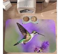 PLAGDECNA Premium Absorbent Pet Feeding Mat, Large Dog & Cat Food Mat With Quick-Dry Pu Leather & Anti-Slip Base, Flower Pet Placemat For Water/Food Bowls & Automatic Feeders, 60x40cm