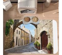 PLAGDECNA Premium Absorbent Pet Feeding Mat, Large Dog & Cat Food Mat With Quick-Dry Pu Leather & Anti-Slip Base, Italian Street Pet Placemat For Water/Food Bowls & Automatic Feeders, 60x40cm