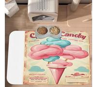 PLAGDECNA Premium Absorbent Pet Feeding Mat, Large Dog & Cat Food Mat With Quick-Dry Pu Leather & Anti-Slip Base, Cotton Candy Pet Placemat For Water/Food Bowls & Automatic Feeders, 60x40cm
