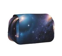 Plagdecna Premium Double Layer Flip Top Pencil Case, Large Capacity 20cm Oxford Fabric School Supply Organizer for Students Teens, Pen Bag for Travel Sketching, Galaxy, Exam Essential Stationery Box