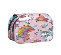 Plagdecna Premium Double Layer Flip Top Pencil Case, Large Capacity 20cm Oxford Fabric School Supply Organizer for Students Teens, Pen Bag for Travel Sketching, Rainbow, Exam Essential Stationery Box