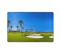 Plagdecna Soft Flannel Area Rug For Living Room Bedroom, Ultra-Plush Memory Foam Non-Slip Carpet 150x100cm, Golf Course By The Sea Bath Mat, Thick Absorbent Floor Mat For Indoor Home Office Decor