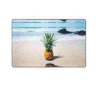 Plagdecna Soft Flannel Area Rug For Living Room Bedroom, Ultra-Plush Memory Foam Non-Slip Carpet 150x100cm, Pineapple By The Sea Bath Mat, Thick Absorbent Floor Mat For Indoor Home Office Decor