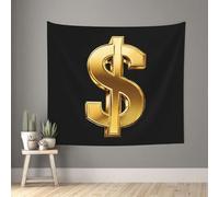 Plagdecna Soft Velvet Tapestry For Home Decor Wall Hanging, Gold Dollar Sign Tapestries, Machine Washable Durable Lightweight Tapestry For Living Room Bedroom,152x130cm