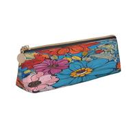 Plagdecna Triangular Pen Organizer for School Office Travel, Hello Hawaii Leather Pencil Case, Waterproof Pen Bag PVC Writing Accessories Holder, Compact Zippered Cosmetic & Art Supplies Pouch