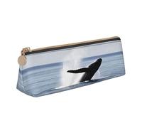 Plagdecna Triangular Pen Organizer for School Office Travel, Killer Whale Leather Pencil Case, Waterproof Pen Bag PVC Writing Accessories Holder, Compact Zippered Cosmetic & Art Supplies Pouch