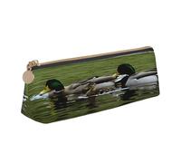 Plagdecna Triangular Pen Organizer for School Office Travel, Loon Nature Bird Leather Pencil Case, Waterproof Pen Bag PVC Writing Accessories Holder, Compact Zippered Cosmetic & Art Supplies Pouch
