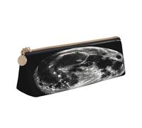 Plagdecna Triangular Pen Organizer for School Office Travel, Moon Leather Pencil Case, Waterproof Pen Bag PVC Writing Accessories Holder, Compact Zippered Cosmetic & Art Supplies Pouch