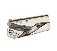 Plagdecna Triangular Pen Organizer for School Office Travel, Music Symbol Leather Pencil Case, Waterproof Pen Bag PVC Writing Accessories Holder, Compact Zippered Cosmetic & Art Supplies Pouch