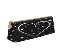 Plagdecna Triangular Pen Organizer for School Office Travel, Shooting Star Heart Leather Pencil Case, Waterproof Pen Bag PVC Writing Accessories Holder, Compact Zippered Cosmetic & Art Supplies Pouch
