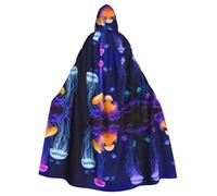 Plagdecna Unisex Long Hooded Cape For Adults, Colored Jellyfish, Halloween Costume Cape Poncho For Men & Women, Adult Fancy Dress Costume For Halloween, Witch Vampire Cosplay & Parties
