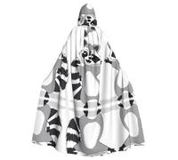 Plagdecna Unisex Long Hooded Cape For Adults, Cute Catoon Raccoon, Halloween Costume Cape Poncho For Men & Women, Adult Fancy Dress Costume For Halloween, Witch Vampire Cosplay & Parties