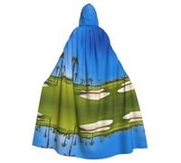 Plagdecna Unisex Long Hooded Cape For Adults, Golf Course By The Sea, Halloween Costume Cape Poncho For Men & Women, Adult Fancy Dress Costume For Halloween, Witch Vampire Cosplay & Parties