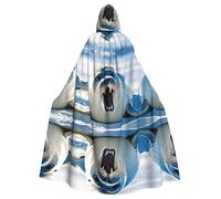Plagdecna Unisex Long Hooded Cape For Adults, Harp Seal Painting Wallpaper, Halloween Costume Cape Poncho For Men & Women, Adult Fancy Dress Costume For Halloween, Witch Vampire Cosplay & Parties