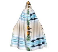Plagdecna Unisex Long Hooded Cape For Adults, Pineapple By The Sea, Halloween Costume Cape Poncho For Men & Women, Adult Fancy Dress Costume For Halloween, Witch Vampire Cosplay & Parties