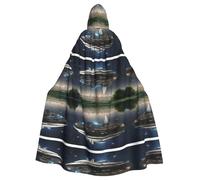 Plagdecna Unisex Long Hooded Cape For Adults, Ufo At Night, Halloween Costume Cape Poncho For Men & Women, Adult Fancy Dress Costume For Halloween, Witch Vampire Cosplay & Parties