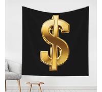 Plagdecna Wall Tapestry For Home Decor, Wall Hanging, Gold Dollar Sign Tapestries, Durable Lightweight Tapestry For Living Room Bedroom Dorm Decoration, 150x150cm
