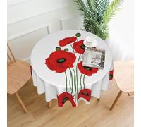 PLAGDECNA Water-Resistant Round Tablecloth 152cm, Wrinkle-Resistant Dining Table Cover For Cafe Wedding Party Decor, Poppy Flowers Tablecloths, Circular Table Cloth Protector For Indoor Outdoor Events