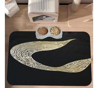 PLAGDECNA Waterproof Pet Feeding Mat, Non-Slip Dog Cat Bowl Mat, Black Mermaid Pet placemat, Absorbent Leather Diner Placemat for Food & Water, Easy-Clean, Indoor/Outdoor Use, 30x45cm