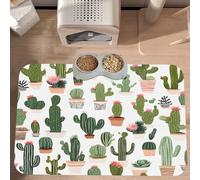 PLAGDECNA Waterproof Pet Feeding Mat, Non-Slip Dog Cat Bowl Mat, Blooming Print Pet placemat, Absorbent Leather Diner Placemat for Food & Water, Easy-Clean, Indoor/Outdoor Use, 30x45cm