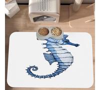 PLAGDECNA Waterproof Pet Feeding Mat, Non-Slip Dog Cat Bowl Mat, Blue Mermaid Pet placemat, Absorbent Leather Diner Placemat for Food & Water, Easy-Clean, Indoor/Outdoor Use, 30x45cm
