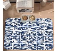 PLAGDECNA Waterproof Pet Feeding Mat, Non-Slip Dog Cat Bowl Mat, Blue Polynesian Maori Tribal Pet placemat, Absorbent Leather Diner Placemat for Food & Water, Easy-Clean, Indoor/Outdoor Use, 30x45cm