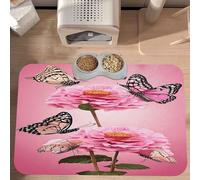 PLAGDECNA Waterproof Pet Feeding Mat, Non-Slip Dog Cat Bowl Mat, Butterfly Pet placemat, Absorbent Leather Diner Placemat for Food & Water, Easy-Clean, Indoor/Outdoor Use, 30x45cm