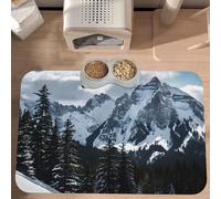 PLAGDECNA Waterproof Pet Feeding Mat, Non-Slip Dog Cat Bowl Mat, Canadian Mountain Cliff Pet placemat, Absorbent Leather Diner Placemat for Food & Water, Easy-Clean, Indoor/Outdoor Use, 30x45cm