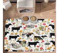 PLAGDECNA Waterproof Pet Feeding Mat, Non-Slip Dog Cat Bowl Mat, Cattle Farm Sanctuary Pet placemat, Absorbent Leather Diner Placemat for Food & Water, Easy-Clean, Indoor/Outdoor Use, 30x45cm