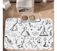 PLAGDECNA Waterproof Pet Feeding Mat, Non-Slip Dog Cat Bowl Mat, Chemistry Print Pet placemat, Absorbent Leather Diner Placemat for Food & Water, Easy-Clean, Indoor/Outdoor Use, 30x45cm