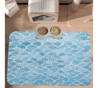 PLAGDECNA Waterproof Pet Feeding Mat, Non-Slip Dog Cat Bowl Mat, Gold Mermaid Scale Pet placemat, Absorbent Leather Diner Placemat for Food & Water, Easy-Clean, Indoor/Outdoor Use, 30x45cm