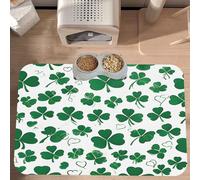 PLAGDECNA Waterproof Pet Feeding Mat, Non-Slip Dog Cat Bowl Mat, Happy holidays Pet placemat, Absorbent Leather Diner Placemat for Food & Water, Easy-Clean, Indoor/Outdoor Use, 30x45cm